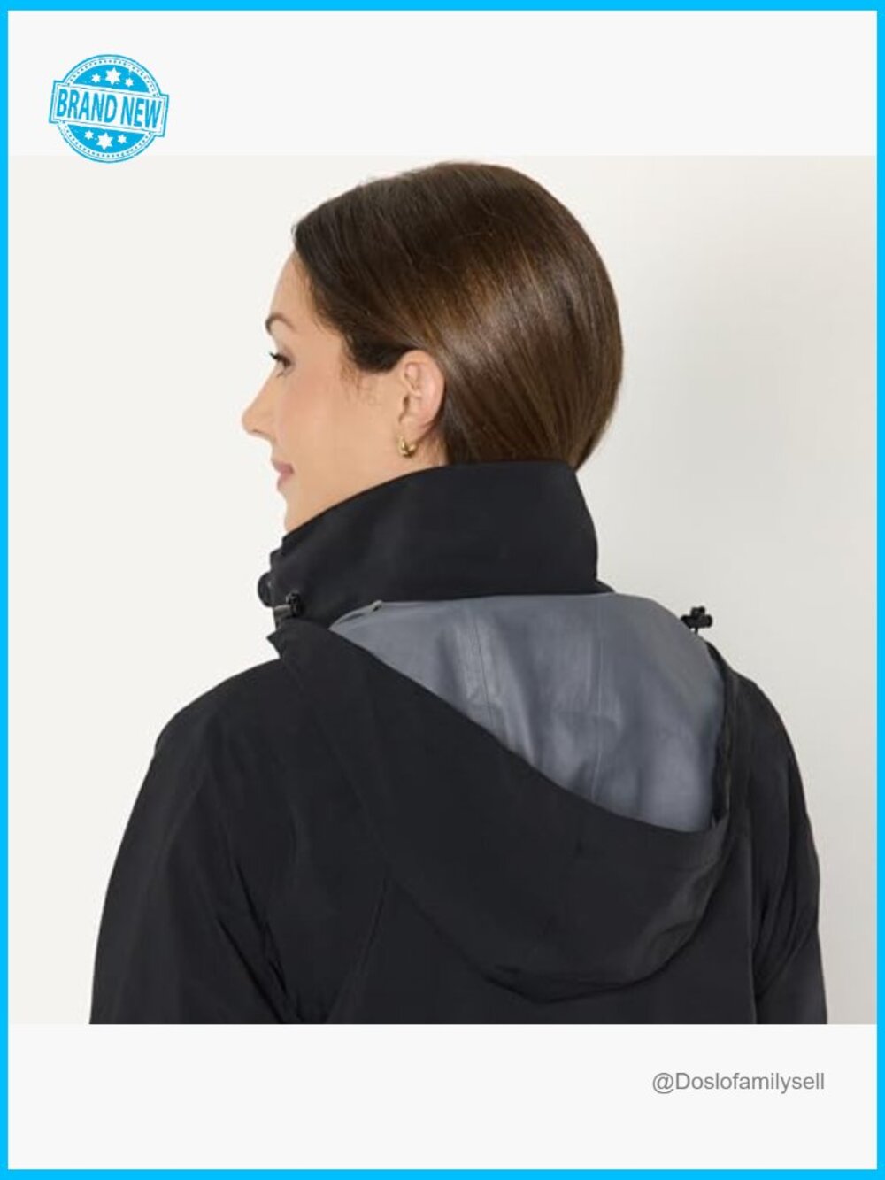 Waterproof Rain Jacket Regular Fit Lightweight Packable Hood Long Sleeve - Picture 4 of 7